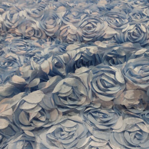 BD Satin Rose Cut All Over Tulle - Baby Blue