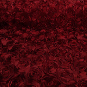 BD Satin Rose Cut All Over Tulle - Maroon - Image 2