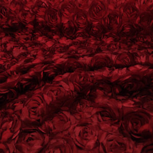 BD Satin Rose Cut All Over Tulle - Maroon