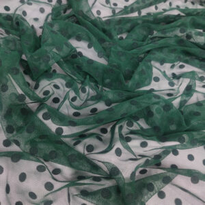 Tulle Flock Dots - Dark Green