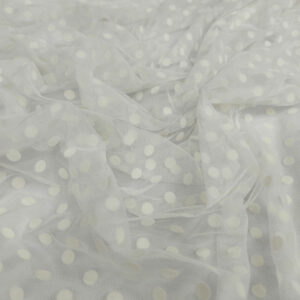 Tulle Flock Dots - White