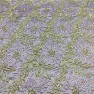 Brocade Foil Big Flowers - Purple and Gold - Image 2