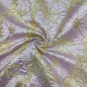 Brocade Foil Big Flowers - Purple and Gold