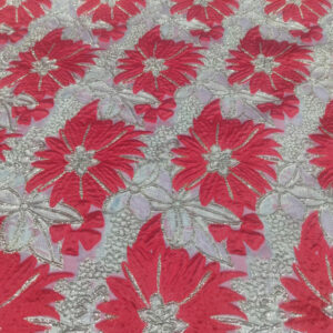 Brocade Foil Big Flowers - Red and Pink - Image 2
