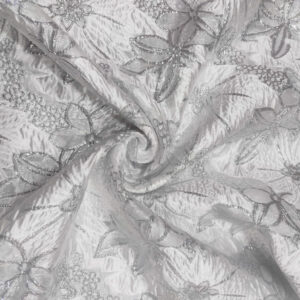 Brocade Foil Big Flowers - Silver