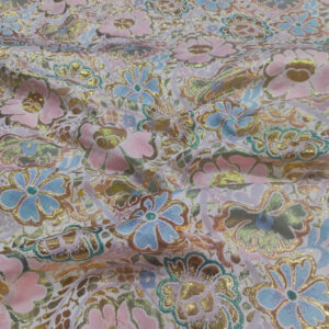 Brocade Japanese - Gold, Pink and Blue