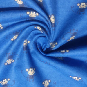 Flannel Cotton PTD - Monkeys Blue