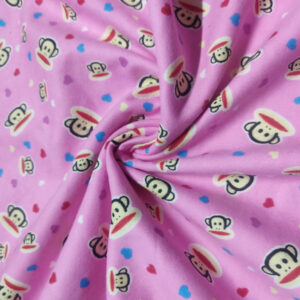 Flannel Cotton PTD - Monkeys Pink